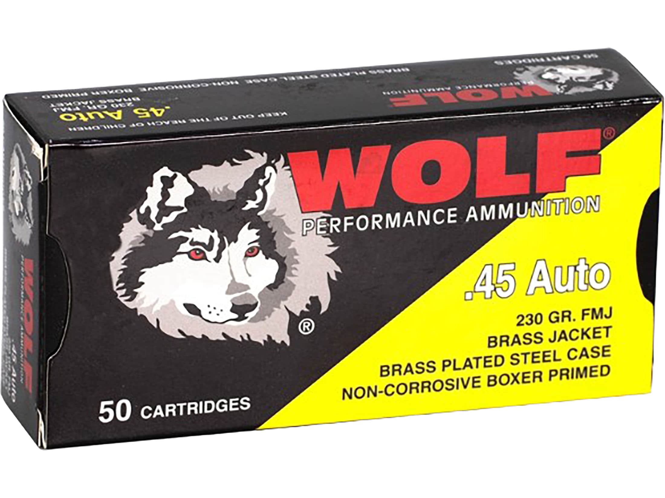 Wolf Performance Steel Case 45 ACP Ammo 230 Grain Full Metal Jacket Case of 500 (10 Boxes of 50)