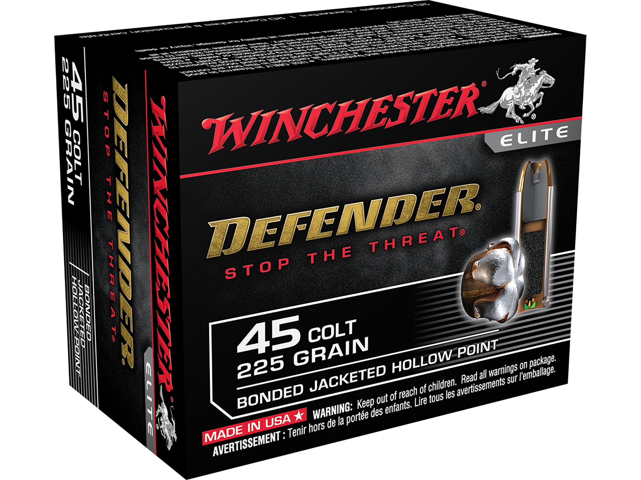 Winchester Defender 45 Colt (Long Colt) Ammo 225 Grain Winchester PDX1