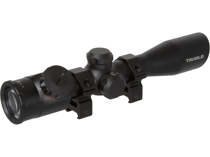TRUGLO Compact Crossbow Scope 1" Tube 4x 32mm Illuminated BDC Reticle Black with Rings