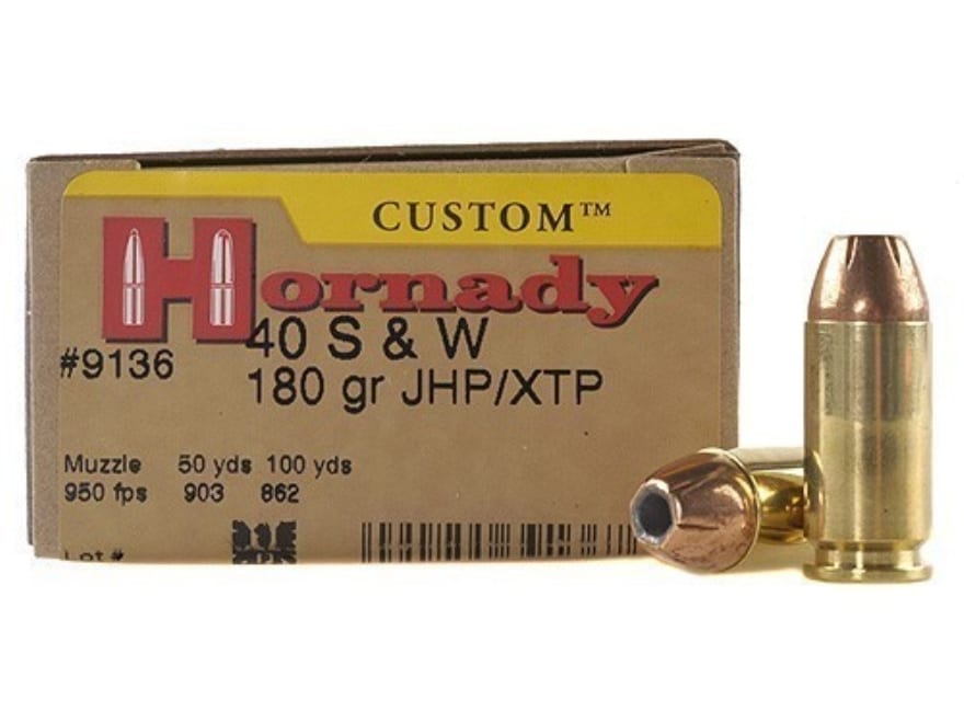 Hornady Custom 40 S&W Ammo 180 Grain Hornady XTP Jacketed Hollow Point