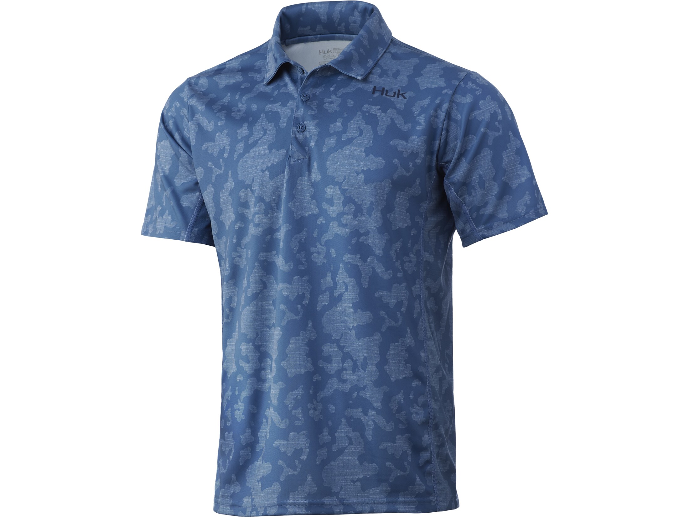 Huk Men's Icon X Running Lakes Polo Shirt Titanium Blue Medium