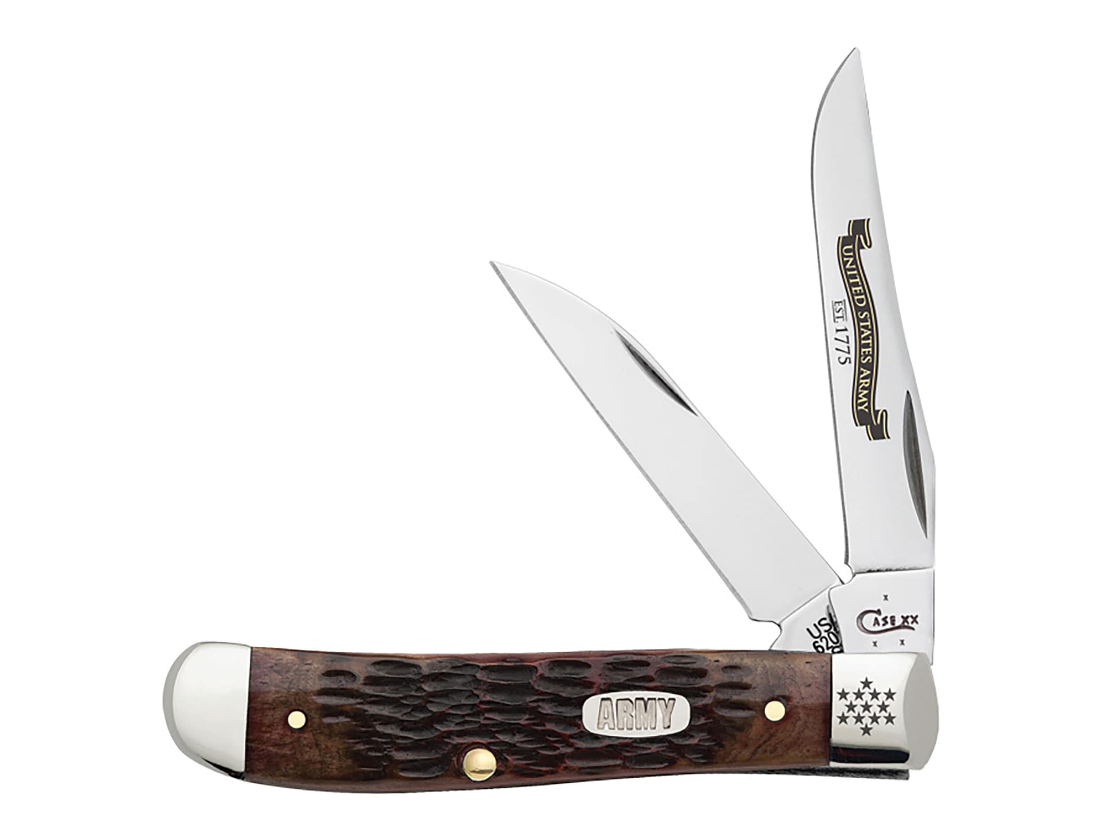 Case US Army Mini Trapper Folding Knife Clip Wharncliffe SS Blades