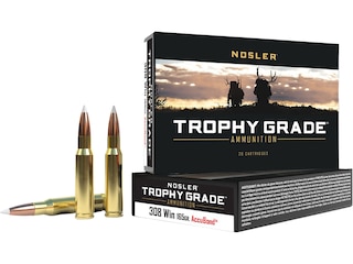 Nosler Trophy Grade Ammo 308 Winchester 150 Grain AccuBond Box of 20