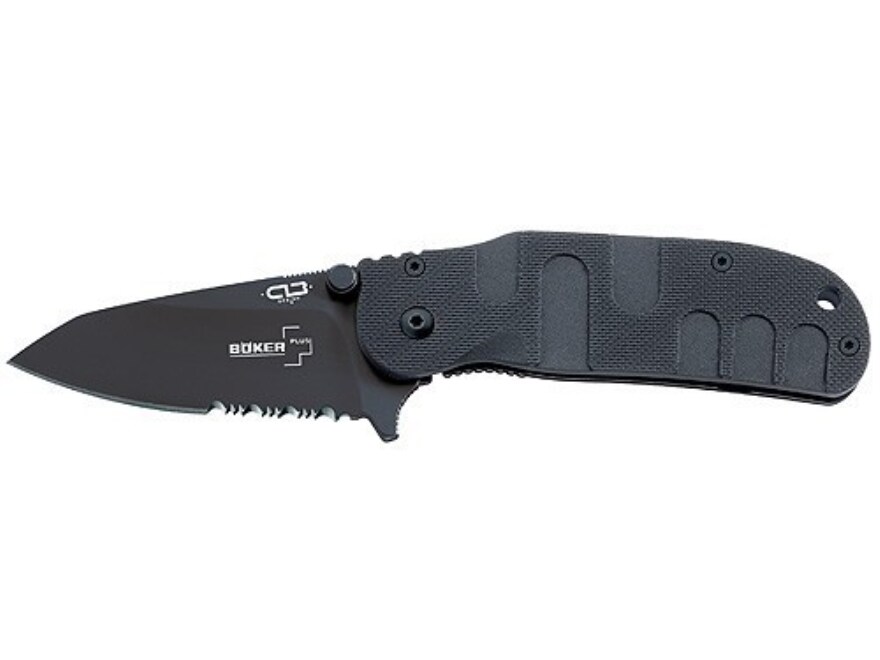 Boker Plus Trance BK Folding Knife 2.75 Serrated Drop Point AUS8