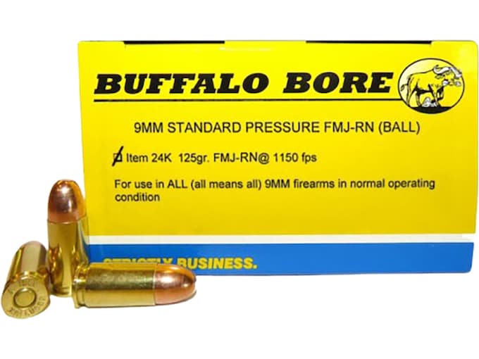 Buffalo Bore 9mm Luger Ammo 125 Grain Full Metal Jacket Box of 20