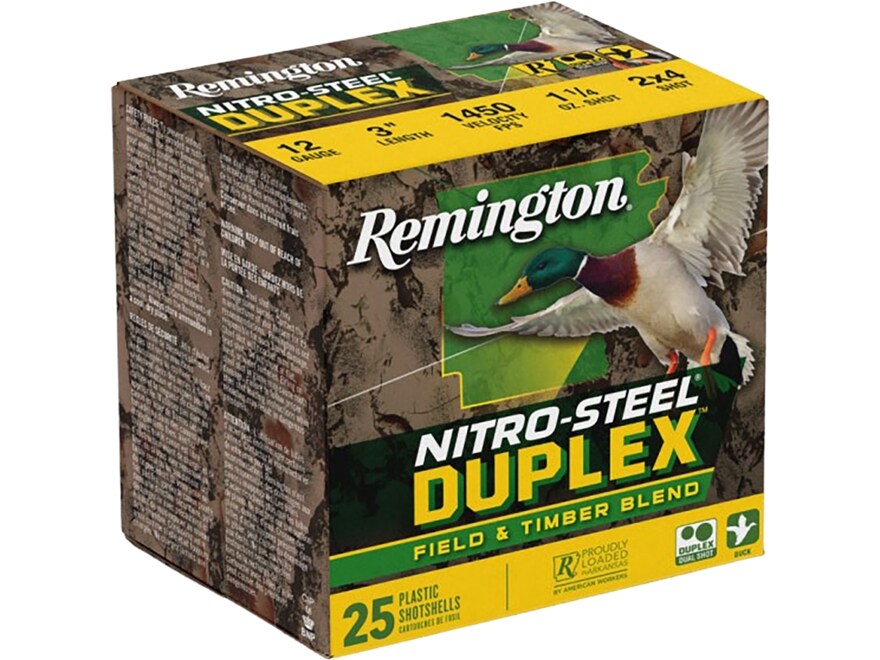 Remington Nitro Steel Duplex Field & Timber 12 Ga Ammo 3 #2 #4 Steel