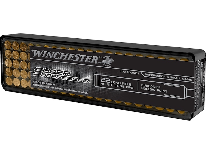 Winchester Super Suppressed 22LR Ammo 40 Grain Lead Hollow Point Case of 2000 (20 Boxes of 100)
