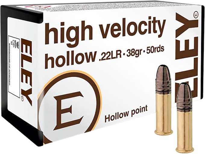 Eley High Velocity 22LR Ammo 38 Grain Lead Hollow Point Box of 500 (10 Boxes of 50)