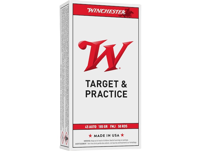 Winchester White Box USA 45 ACP Ammo 185 Grain Full Metal Jacket Box of 50