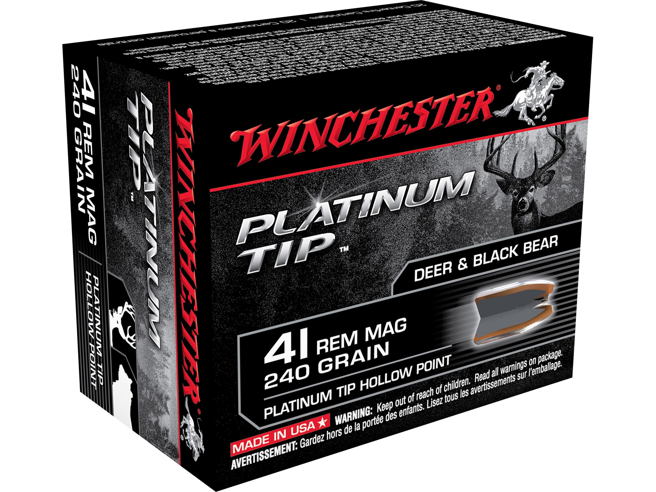 Winchester 41 Remington Mag Ammo 240 Grain Winchester Platinum Tip