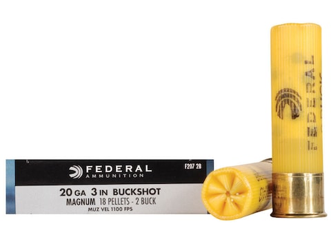 Federal Factory Second Power-Shok Ammunition 20 Gauge 3" Buffered #2 Buckshot 18 Pellet...