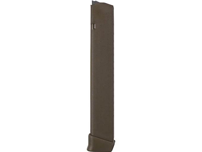 Glock 17, 17L, 18, 19, 19x, 26, 34, 35, 47, 49 Gen 5 Extended Magazine 9mm 33-Round Polymer Flat Dark Earth