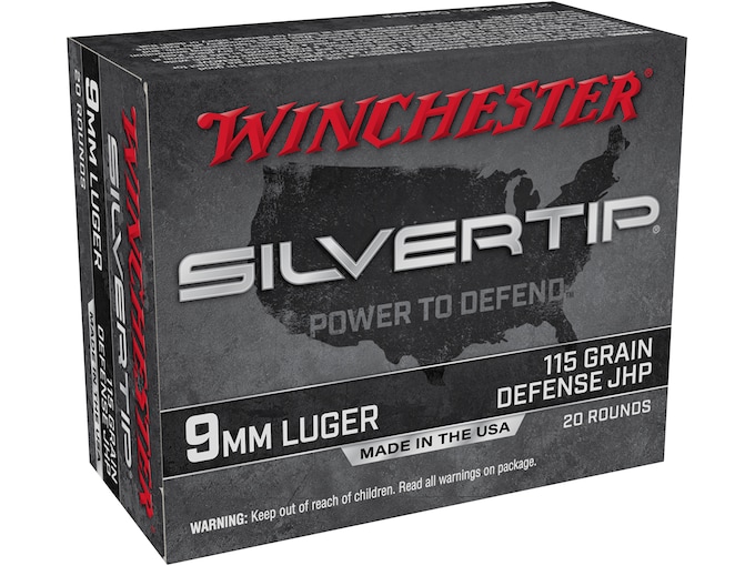 Winchester Silvertip Defense 9mm Luger Ammo 115 Grain Winchester Silvertip Jacketed Hollow Point Box of 20