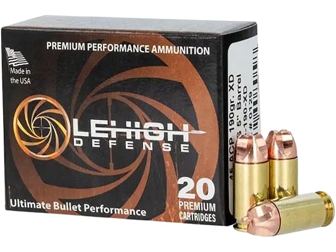 Lehigh Defense Xtreme Defense 45 ACP Ammo 190 Grain Fluted Lead Free Box of 20