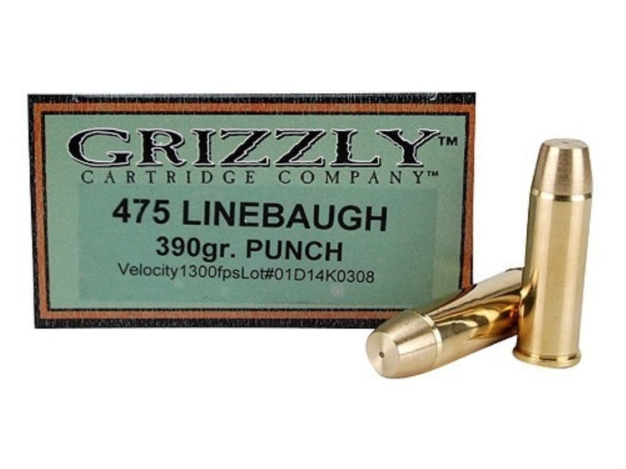 Grizzly Ammo 475 Linebaugh 390 Grain PUNCH Flat Nose Lead-Free Box of.
