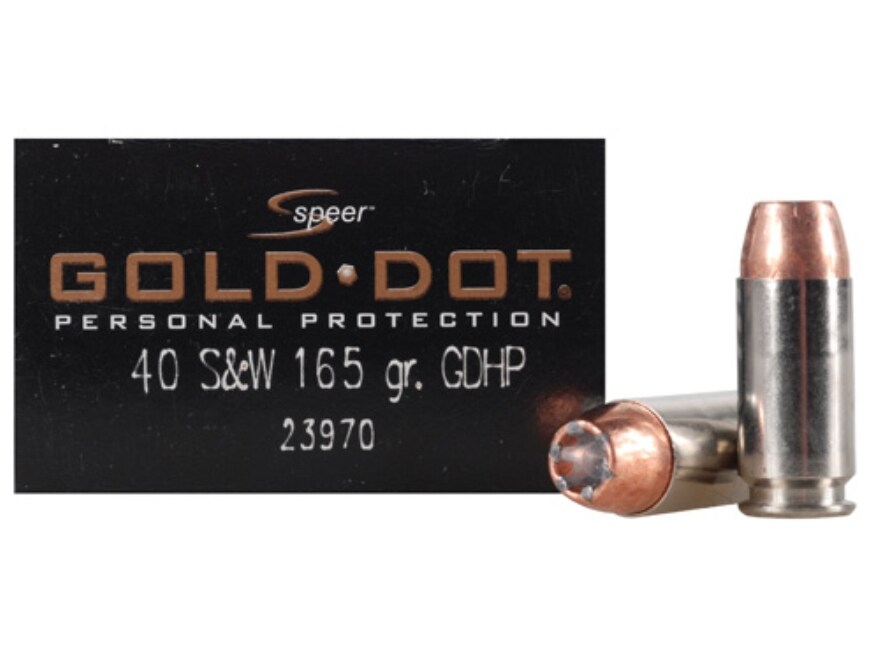 Speer Gold Dot Ammunition 40 S&W 165 Grain Jacketed Hollow Point