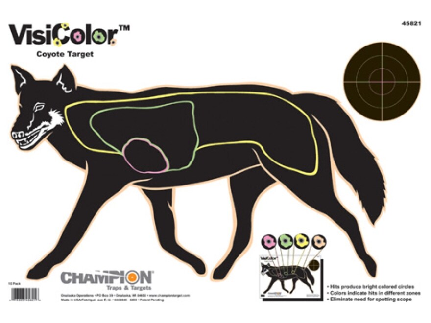 Champion VisiColor Coyote Targets 16 x 11 Paper 10PK