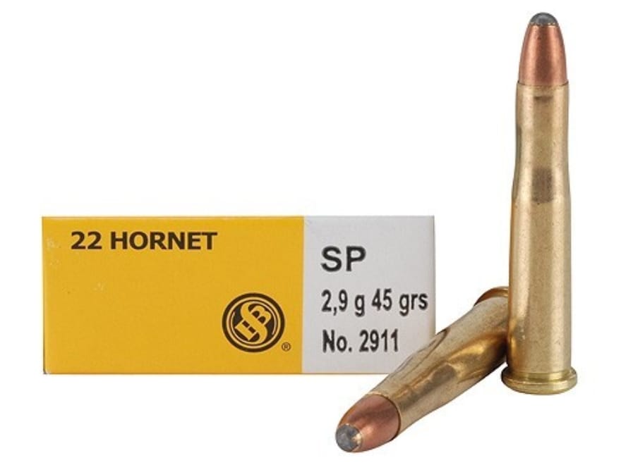 Sellier & Bellot 22 Hornet Ammo 45 Grain Jacketed Soft Point Box of 20