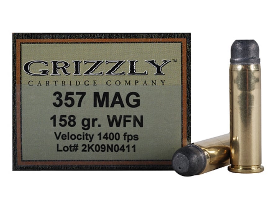 Grizzly Cartridge 357 Mag Ammo 158 Grain Flat Nose Box of 20