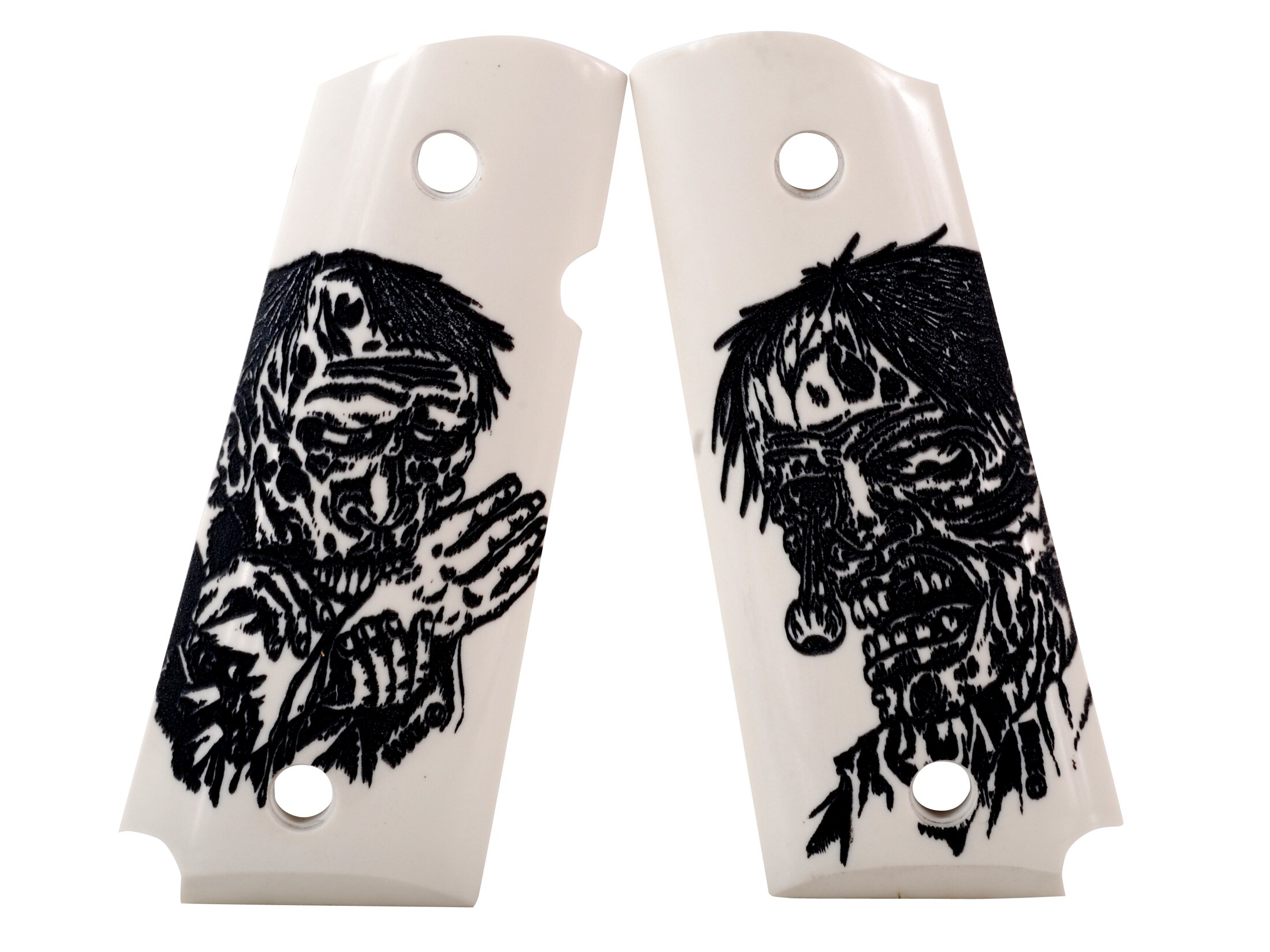 Hogue Grips 1911 Officer Ivory Polymer Zombie Pattern