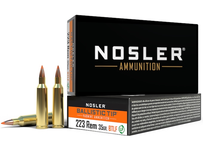 Nosler BT Varmint 223 Remington Ammo 35 Grain Nosler Ballistic Tip Polymer Tip Lead Free Box of 20