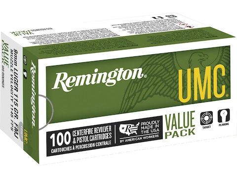 Remington UMC Ammo 9mm Luger 115 Grain Full Metal Jacket Box of 250