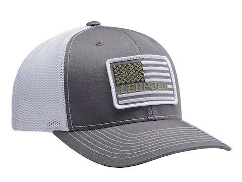 Leupold Flag Patch Logo Trucker Hat Charcoal/White