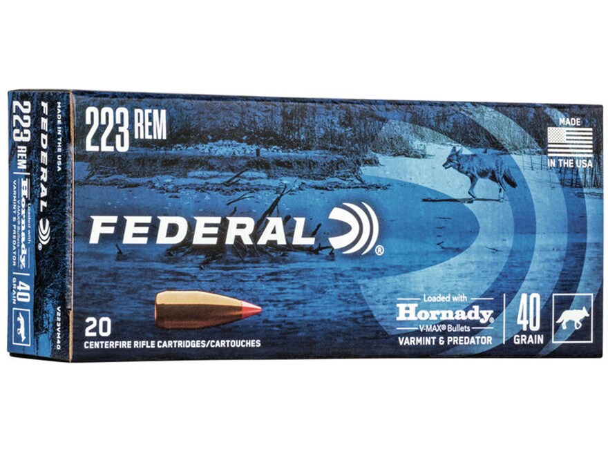 Federal Varmint & Predator 223 Remington Ammo 40 Grain Hornady V-Max