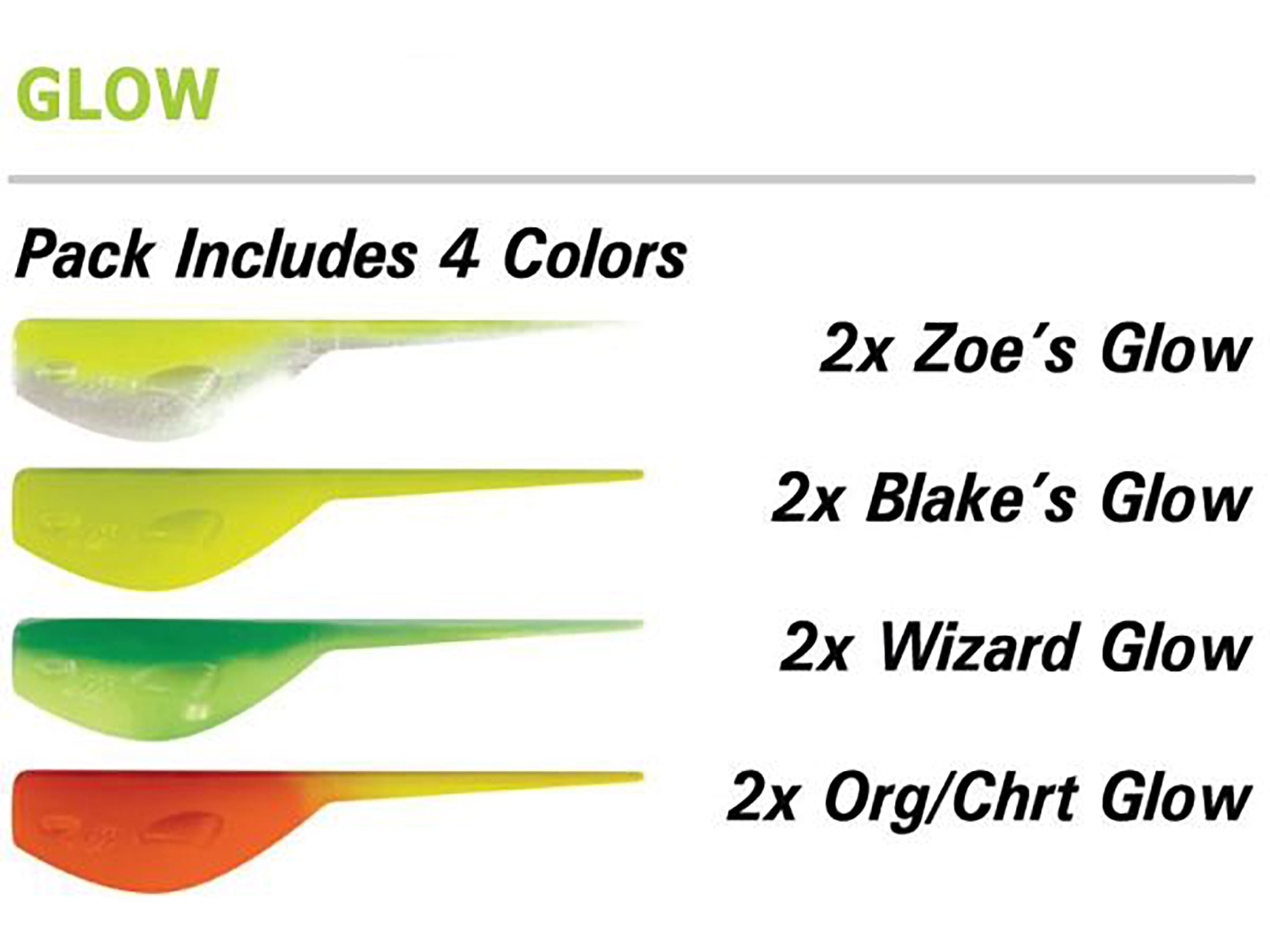 Crappie Slab Grub Glow Colors