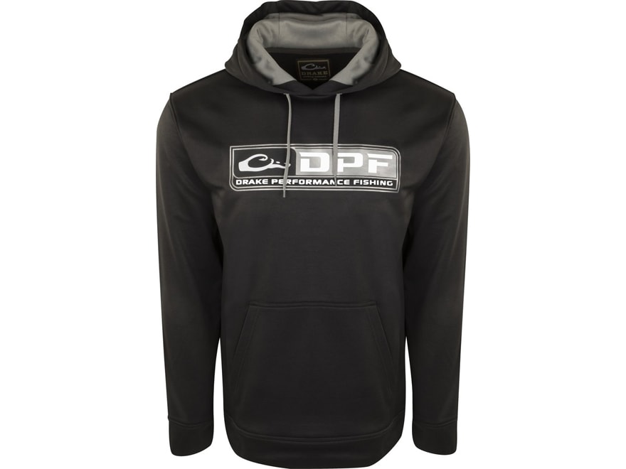 Drake Men's Performance Fishing Hoodie Polyester/Cotton Gray/Black