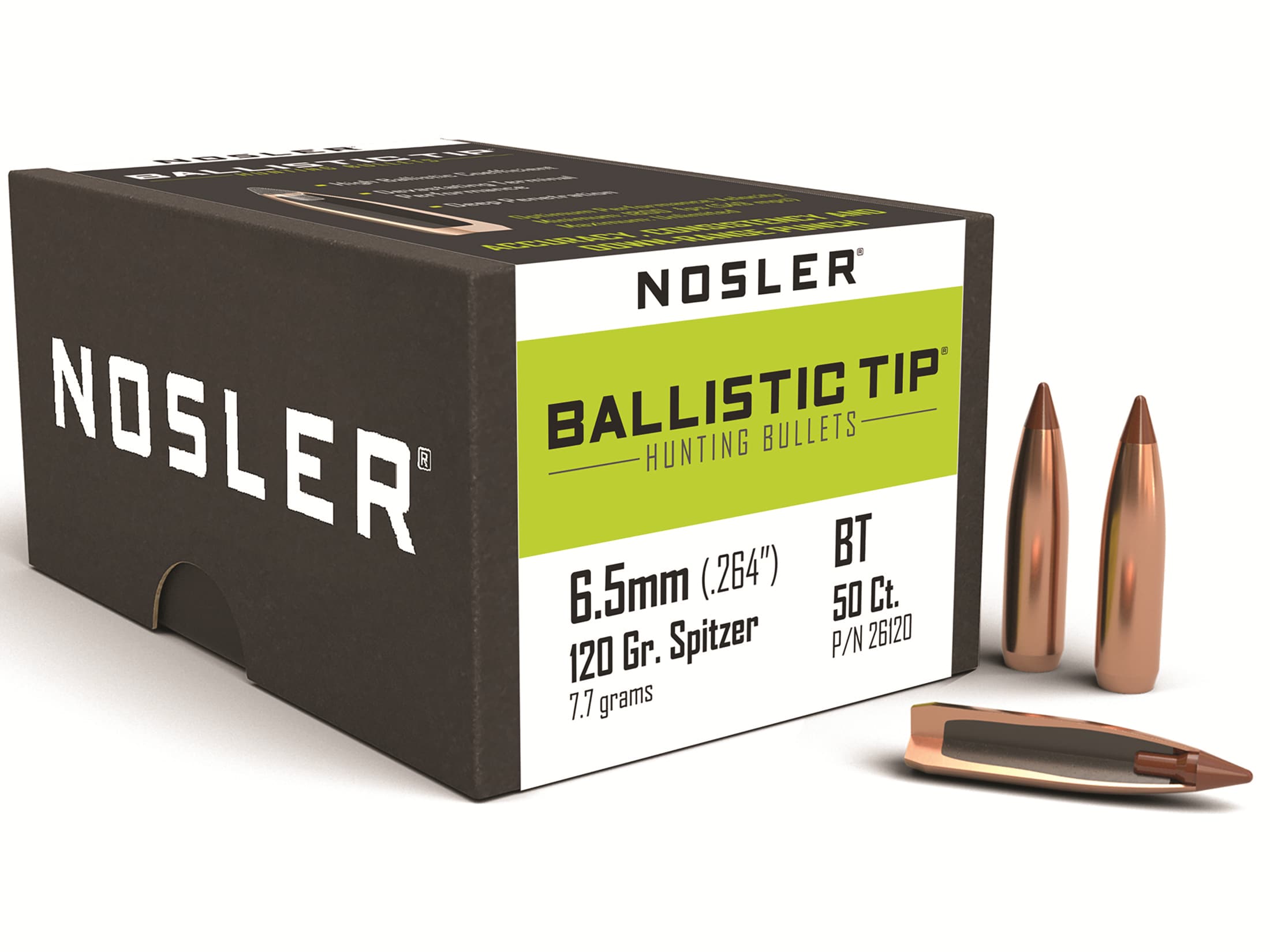 Nosler Ballistic Tip Hunting Bullets 264 Cal 6 5mm 264 Diameter 120 nosler-ballistic-tip-hunting-bullets-264-cal-6-5mm-264-diameter-120