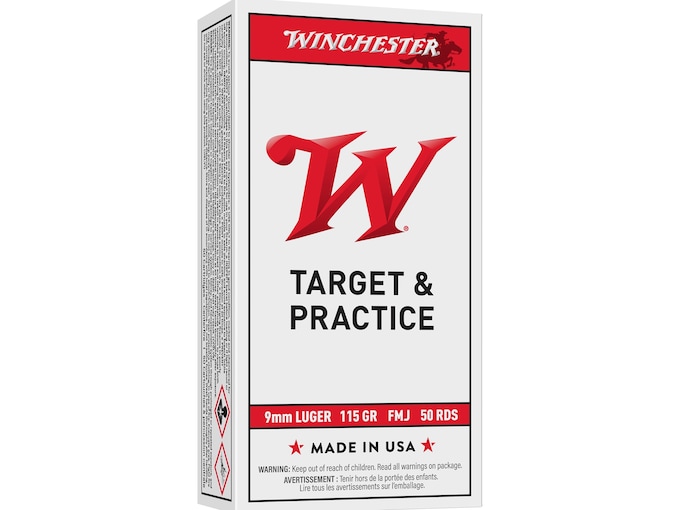 Winchester USA White Box 9mm Luger Ammo 115 Grain Full Metal Jacket Box of 50