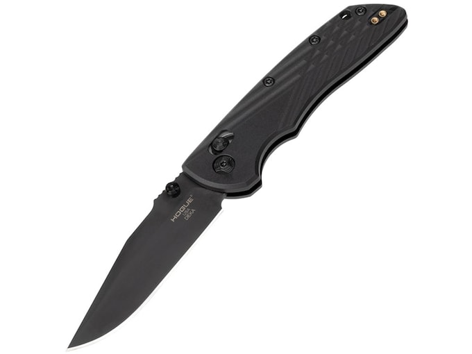 Hogue Deka Knife 3.25″ Folding Clip Point Plain Black Cerakote CPM MagnaCut SS Blade, Black GRN Handle, Pocket Clip 24376