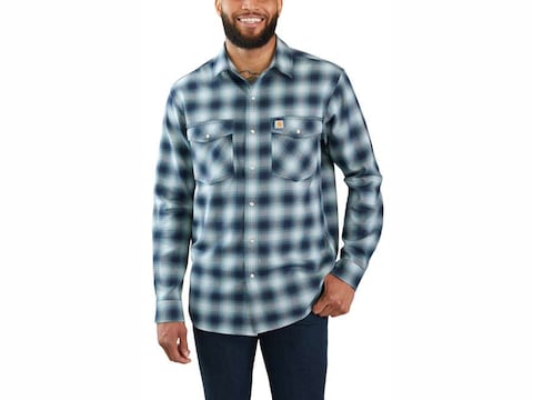 Carhartt Men's Rugged Flex Hamilton Snap Front Plaid Long Sleeve Shirt Cotton/Spandex