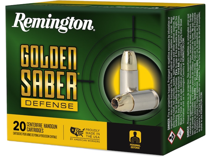 Remington Golden Saber Defense 9mm Luger +P Ammo 124 Grain Jacketed Hollow Point Box of 20
