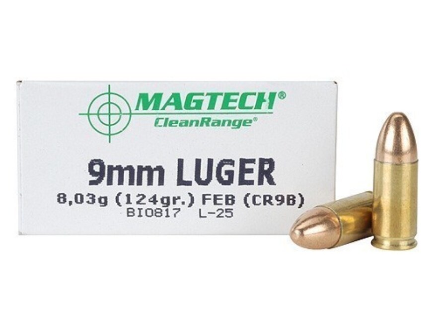 Magtech Clean Range 9mm Luger Ammo 124 Grain Full Metal Jacket Box of