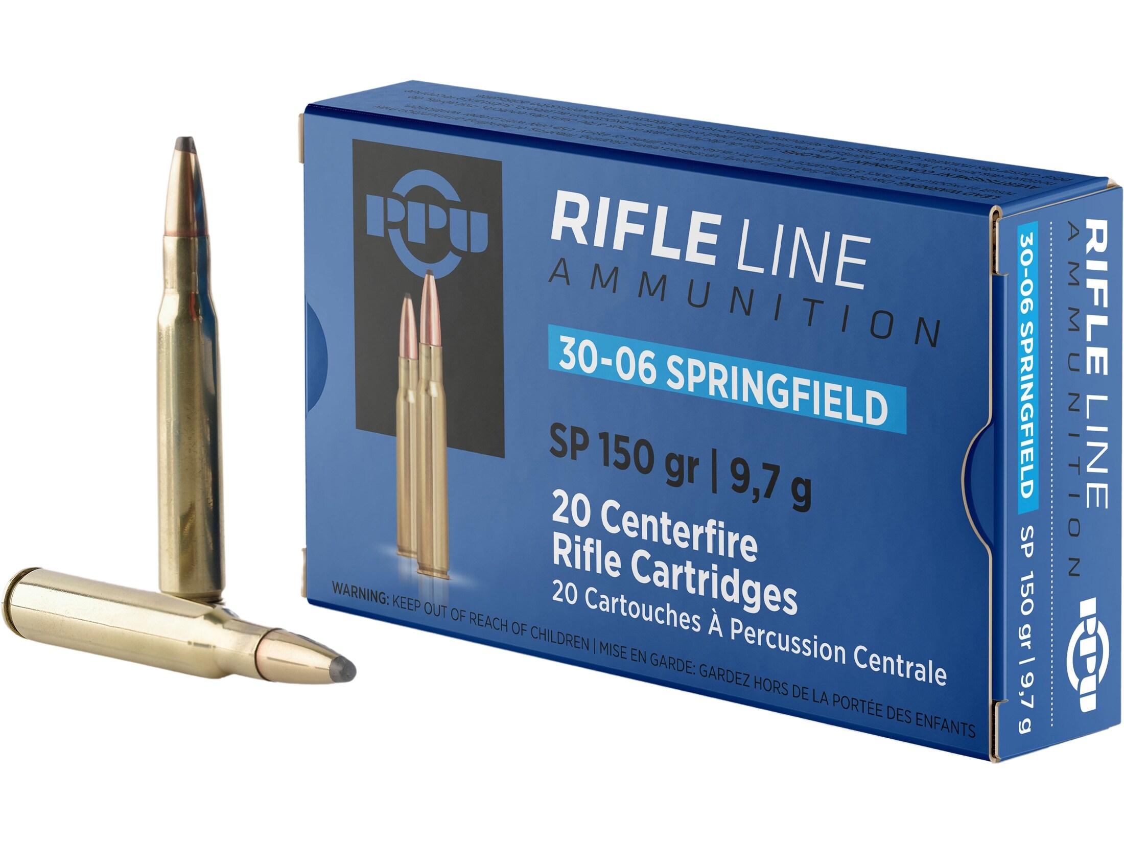PPU 30 06 Springfield Ammo 150 Grain Jacketed Soft Point Box Of 20