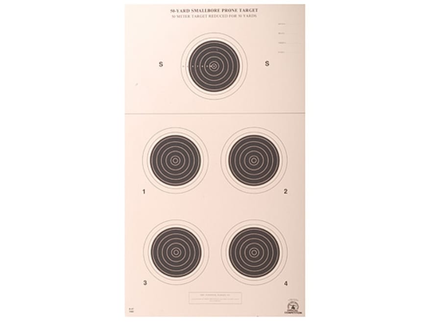 NRA Official Smallbore Rifle Targets A-27 50-Yard Prone Paper Pack of