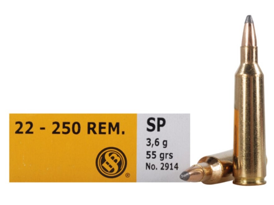 Sellier & Bellot 22-250 Remington Ammo 55 Grain Jacketed Soft Point