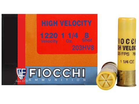 Fiocchi Shooting Dynamics High Velocity Ammunition 20 Gauge 3" 1-1/4 oz #8 Shot Box of 25