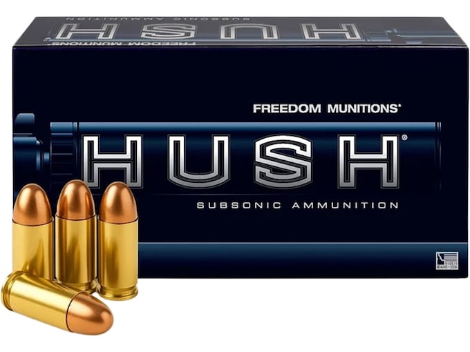 Freedom Munitions Hush Subsonic 45 ACP Ammo 250 Grain Full Metal Jacket Box of 50