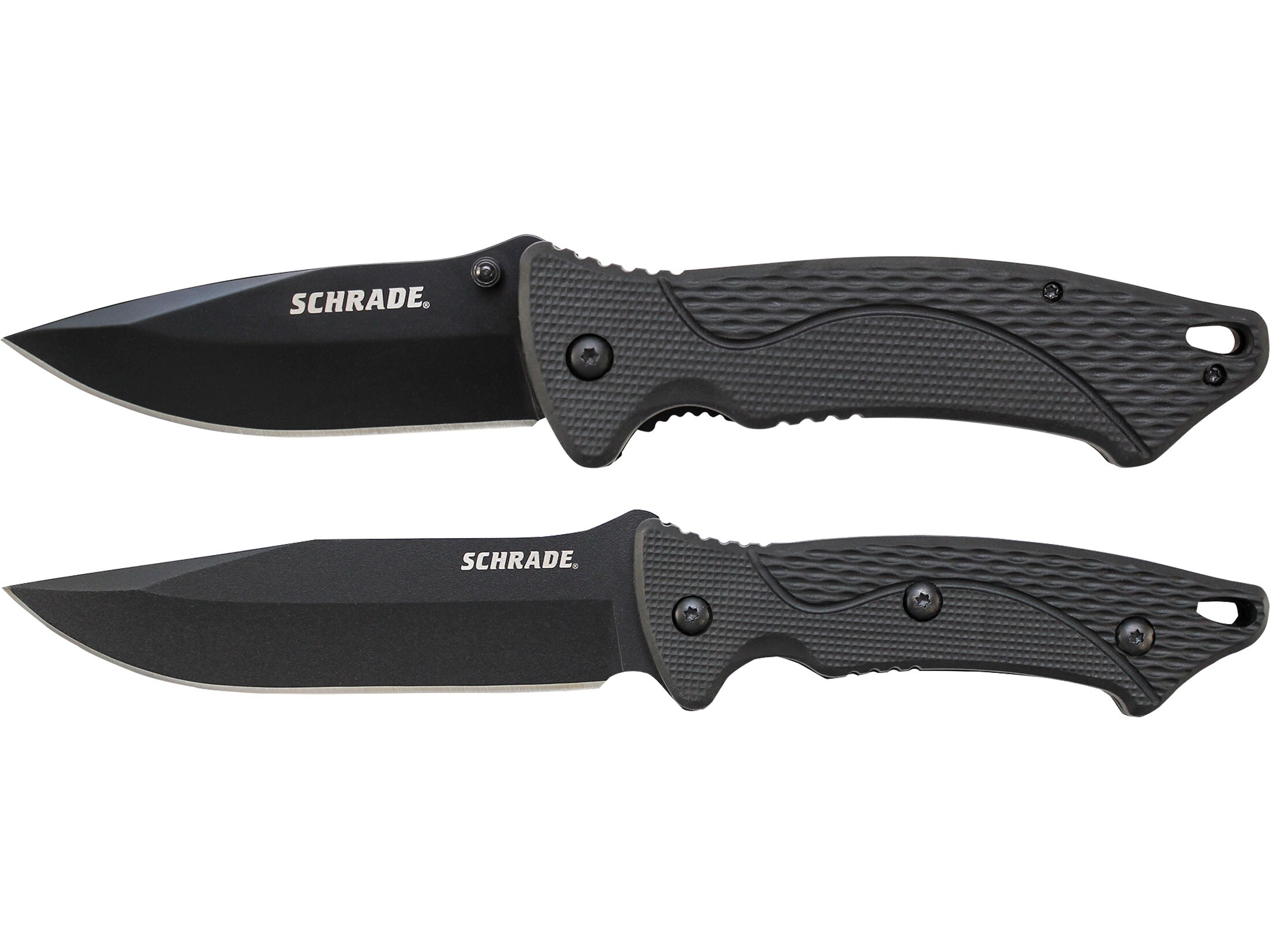 Schrade Fixed Blade Folding Knife Combo Pack Black Oxide Coated Blades