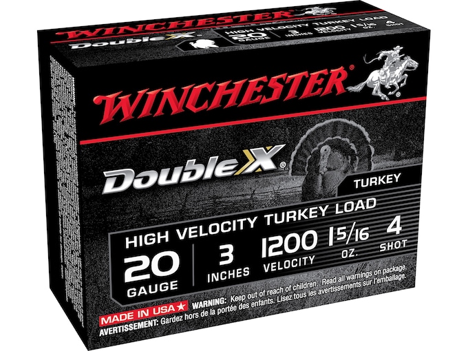 Winchester Double X Turkey 20 Gauge Ammo 3″ #4 Copper Plated Lead Shot 1-5/16 oz Box of 10