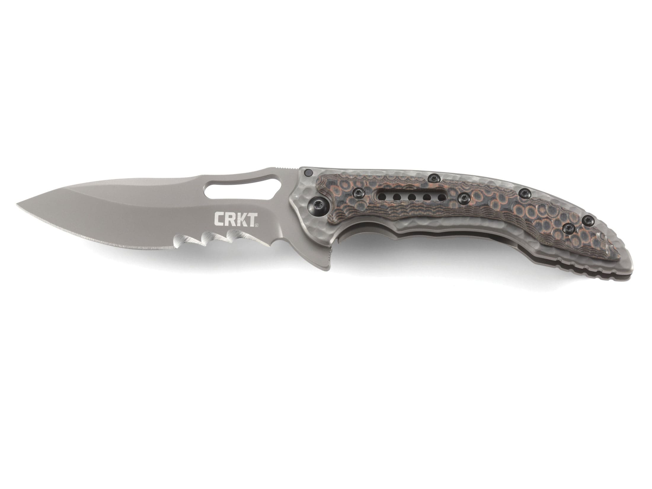CRKT Fossil Compact Folding Pocket Knife 3.41 Serrated Drop Point