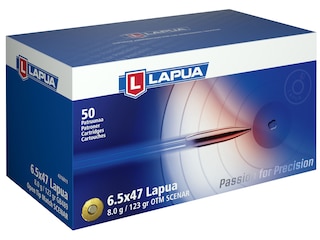 Lapua Scenar Ammunition 6.5x47 Lapua 123 Grain Hollow Point Boat Tail Box of 50