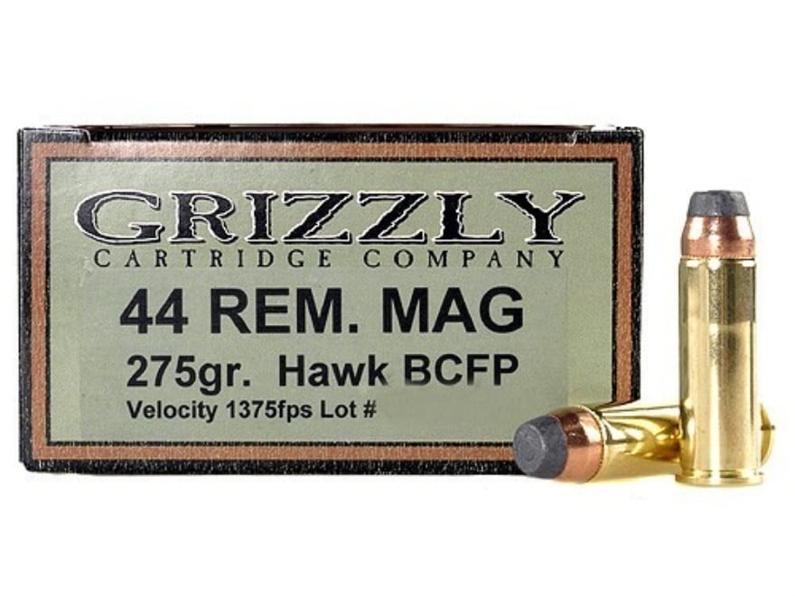 Grizzly Cartridge 44 Remington Mag Ammo 275 Grain Jacketed Flat Nose