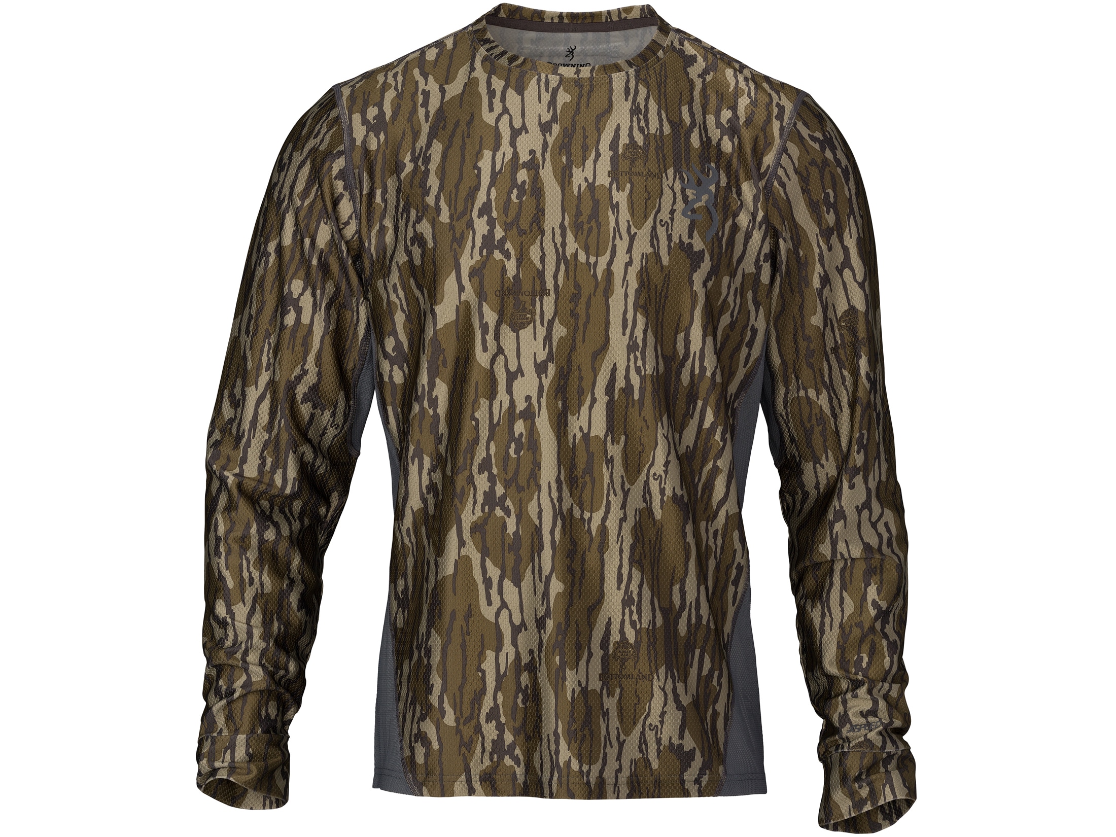 Browning Men's Plexus Mesh Long Sleeve Shirt Mossy Oak Bottomland 2XL