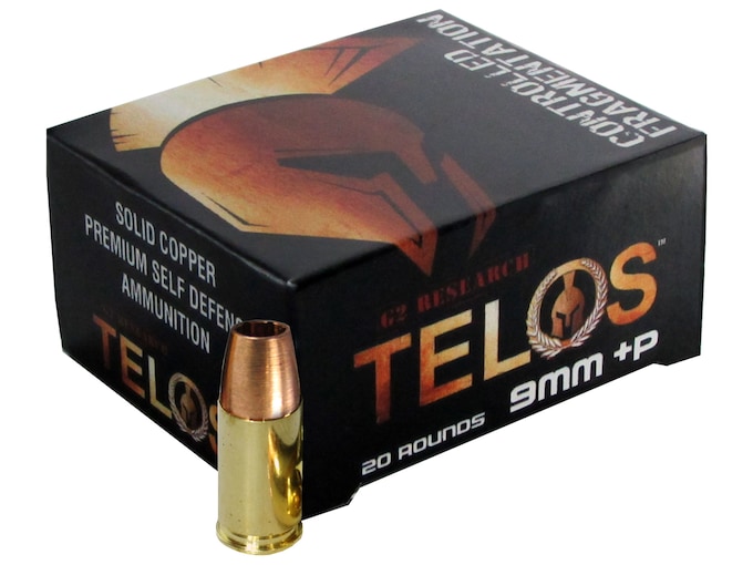 G2 Research G00619 Telos 9mmLuger+P 92gr Fracturing Copper Hollow Point 20 Per Box/25 Case