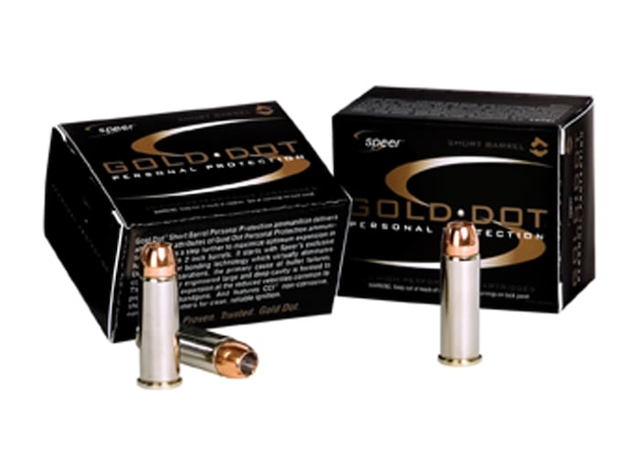 Speer Gold Dot Short Barrel 38 Special +P Ammo 135 Grain Bonded Jacketed Hollow Point Box of 20