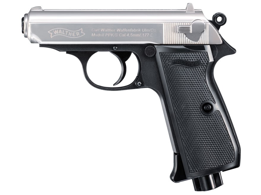 Walther PPK/S Air Pistol 177 Cal BB Nickel Slide